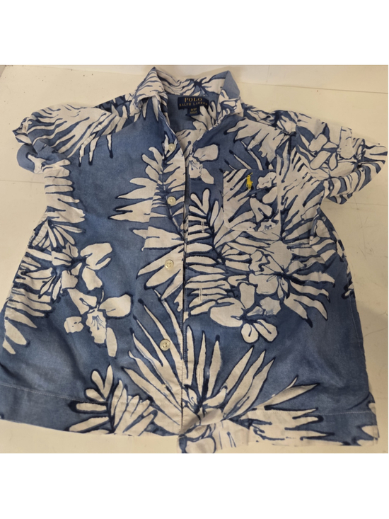 Polo Ralph Lauren Other - Polo Ralph Lauren Toddler Boy Blue Tropical Floral Linen Camp Shirt Size 3/3T